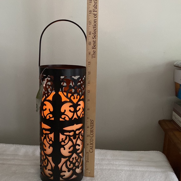 Indoor/Outdoor Metal Lantern w/ Candle - Picture 6 of 6